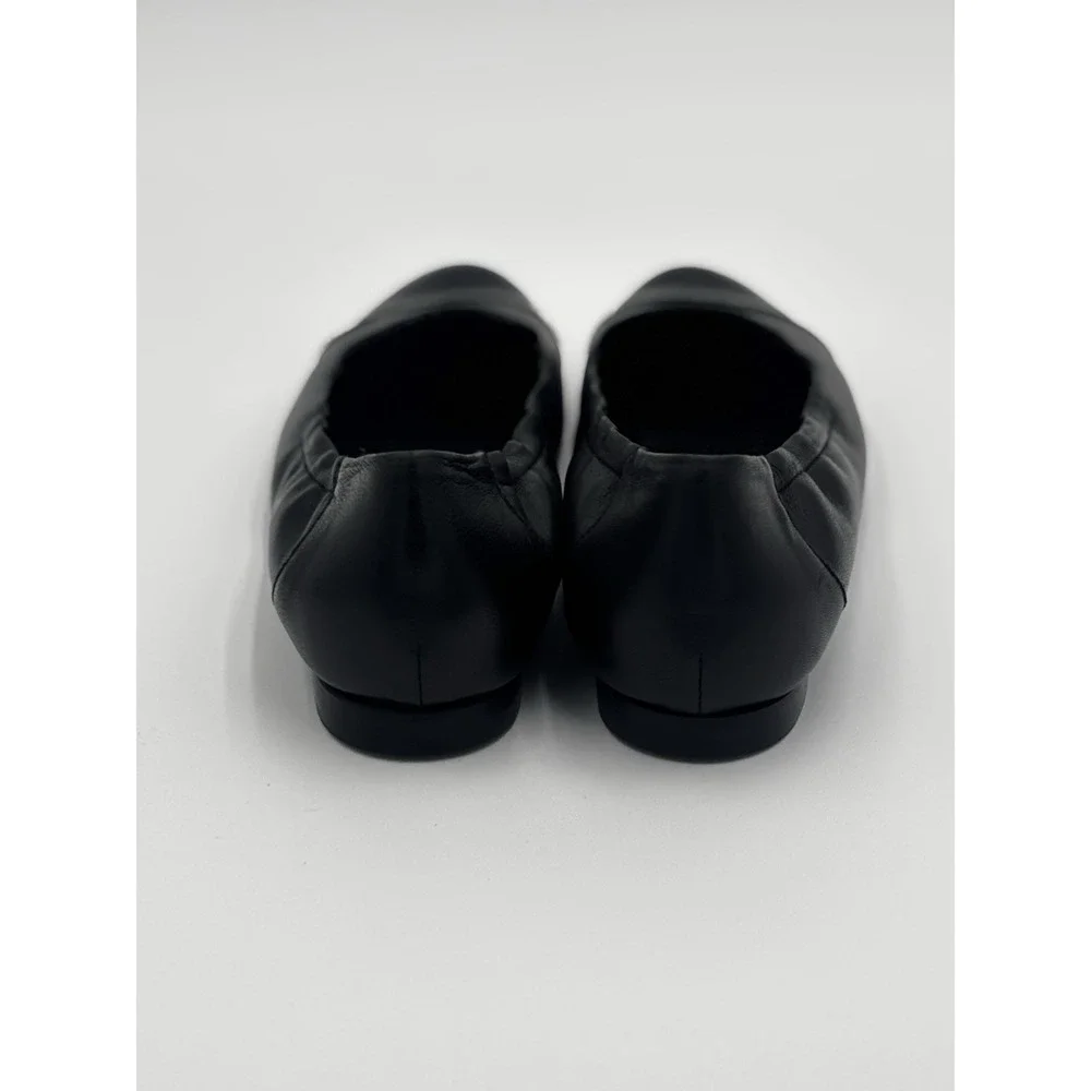 AGL Attilio Giusti Leombruni Women's Black Leather Cap Toe Ballet Flats Sz EU 37